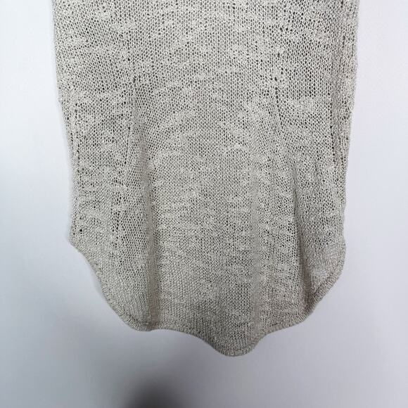 Helmut Lang P Light Heather Gray Silk Open Knit Tank Top Scoop Neck Curved Hem - Picture 4 of 10